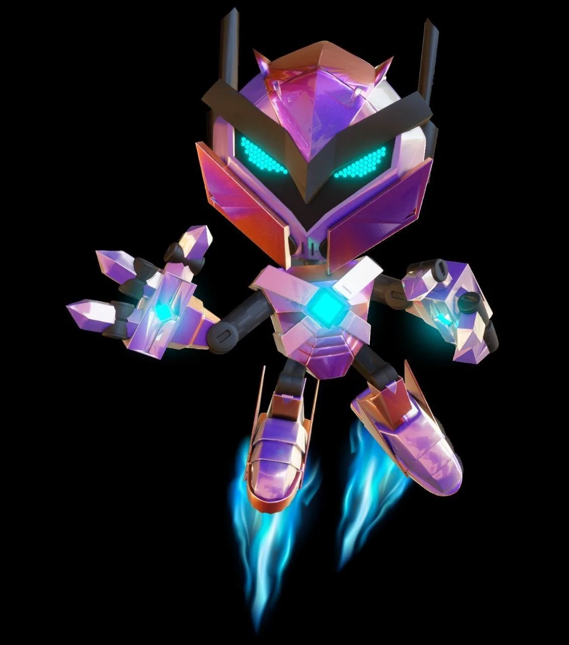 Faceted Web3 mascot character with expressive poses.